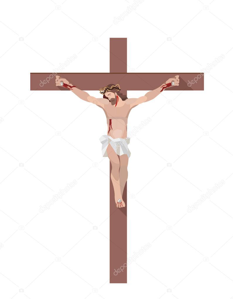 Jesus on the cross. Vector illustration