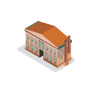 Bina simgesi şablonunun renkli vektör çizimi