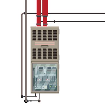 Endüstriyel elektrik kontrol panellerinin renkli vektör illüstrasyonu