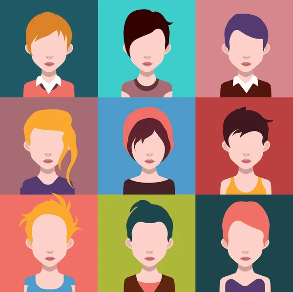 Menschen Ikonen Mit Gesichtern Vektorillustration — Stockvektor