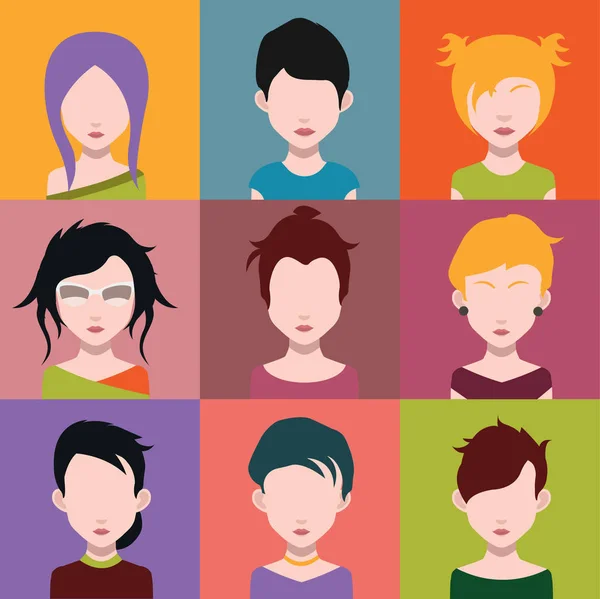 Set People Icons Faces Vector Illustration — Stock Vector