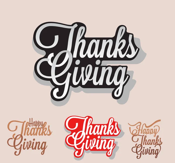 Illustrazione Colorata Vettoriale Delle Iscrizioni Happy Thanks Giving — Vettoriale Stock