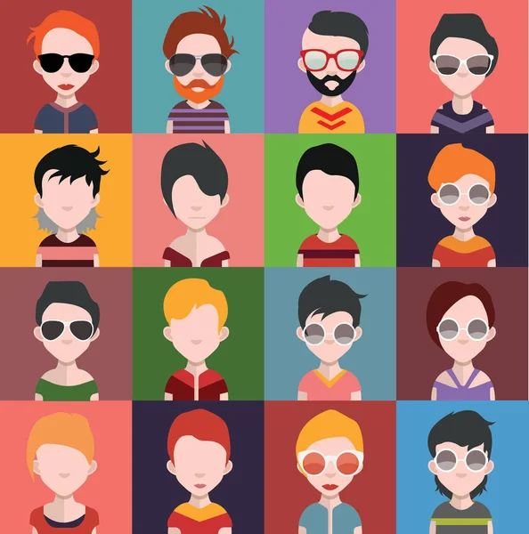 Conjunto Iconos Personas Con Caras Ilustración Vectorial — Vector de stock