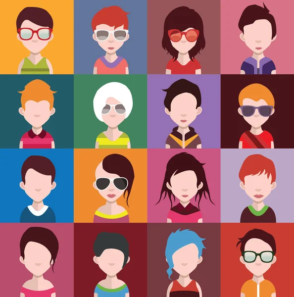 Set People Icons Faces Vector Illustration — Stock Vector