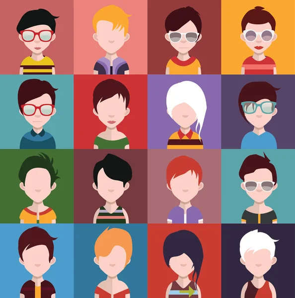 Conjunto Iconos Personas Con Caras Ilustración Vectorial — Vector de stock