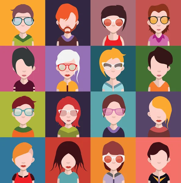 Conjunto Iconos Personas Con Caras Ilustración Vectorial — Vector de stock