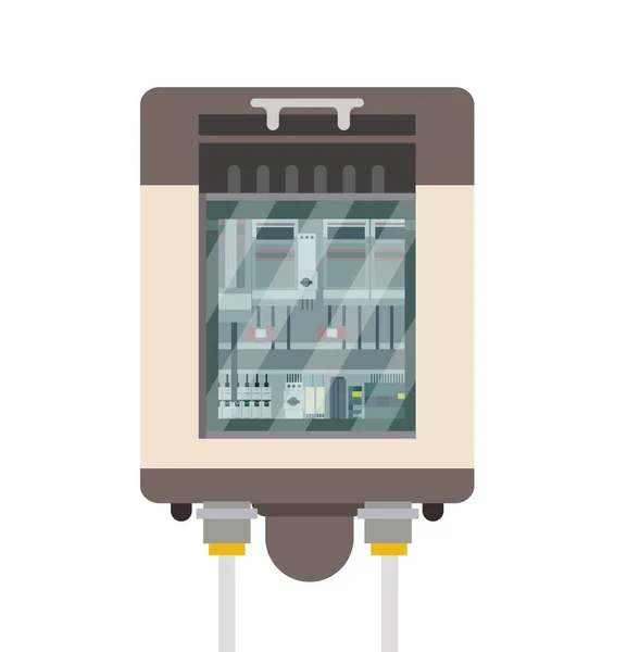 Ilustración Vectorial Colorida Paneles Control Eléctricos Industriales — Vector de stock