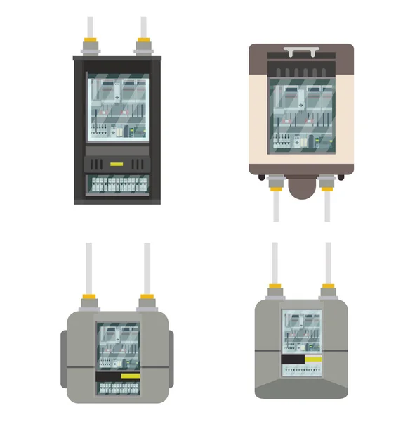 Bunte Vektorillustration Von Industriellen Elektrischen Schalttafeln — Stockvektor