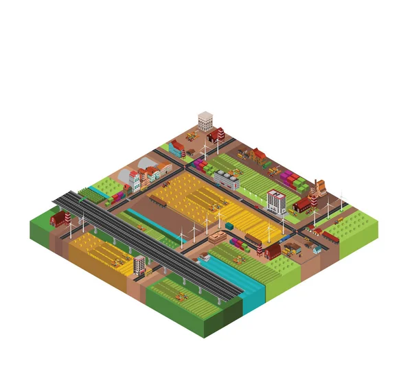 Colorful Vector Illustration Modern Farm — Stock Vector