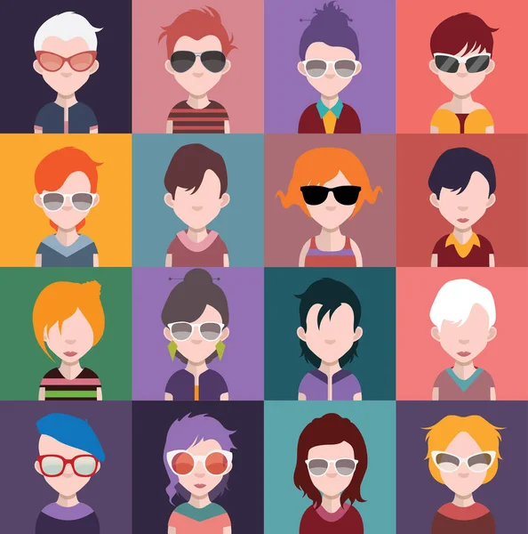 Conjunto Iconos Personas Con Caras Ilustración Vectorial — Vector de stock