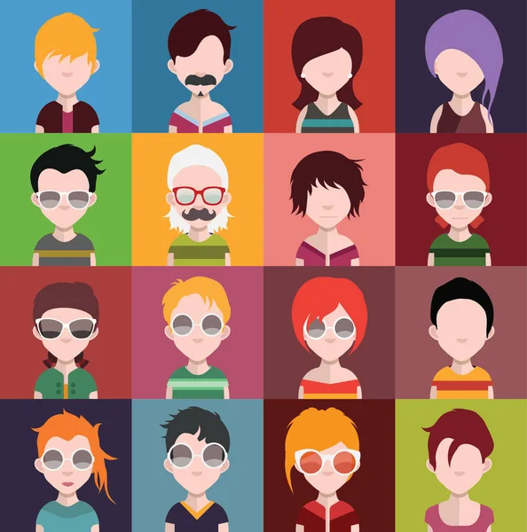 Conjunto Iconos Personas Con Caras Ilustración Vectorial — Archivo Imágenes Vectoriales