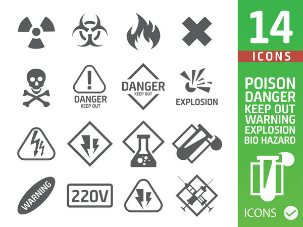 Colorful vector illustration of warning icons set