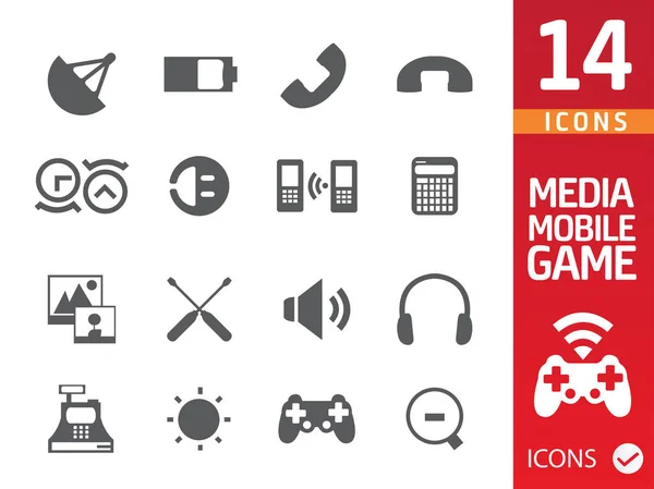 Bunte Vektor Illustration Der Medien Mobile Game Icons Gesetzt — Stockvektor