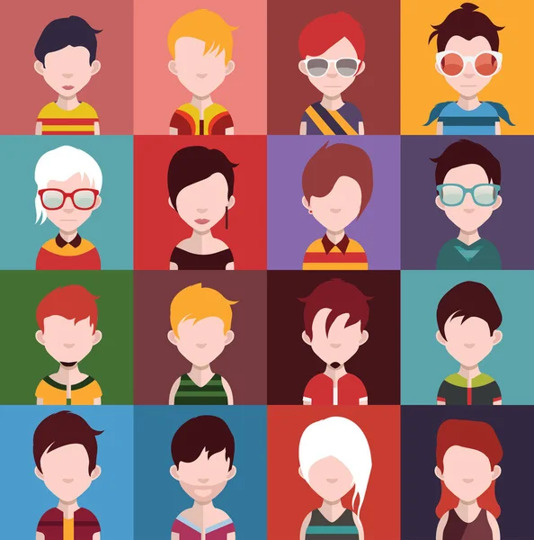 Conjunto Iconos Personas Con Caras Ilustración Vectorial — Vector de stock