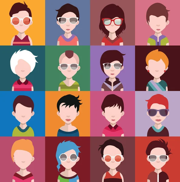 Menschen Ikonen Mit Gesichtern Vektorillustration — Stockvektor