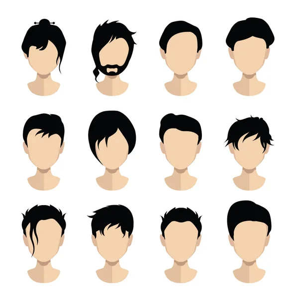 阿凡达头与发型 发型汇集 向量例证 — 图库矢量图片