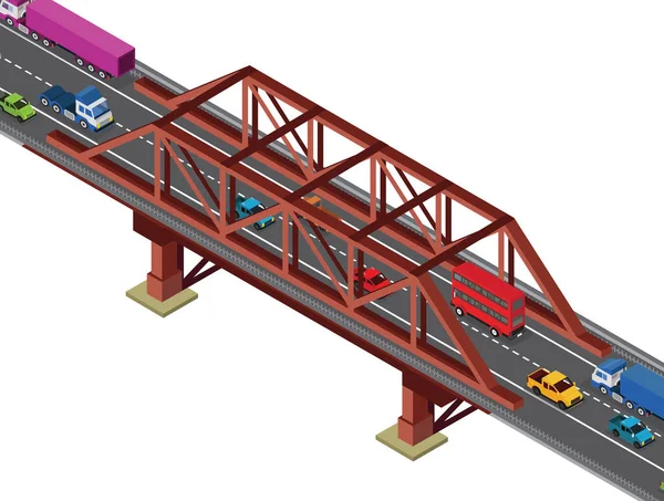 Puente Isométrico Aislado Blanco Ilustración Vectorial — Vector de stock