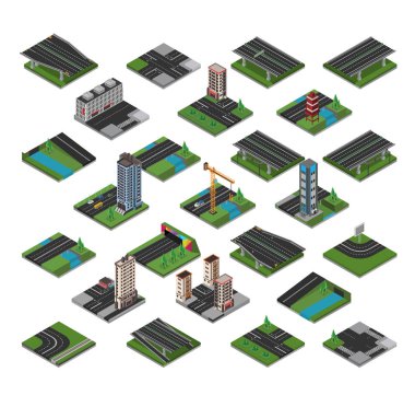 Yapı yan simgeler seti, renkli vektör illüstrasyon