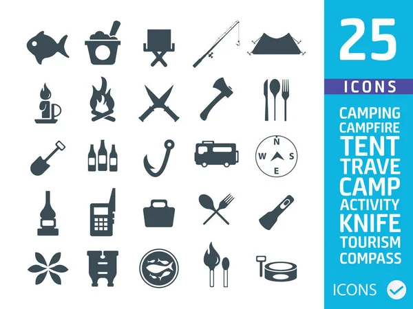 Camping Icons Set Quality Remastered Icons Vector Illustration — Stockvector