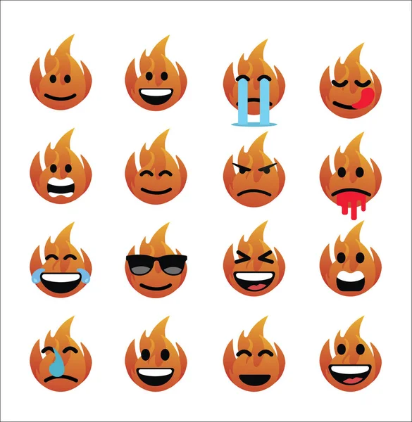 Vector Illustration Flame Icons Set — Stock Vector