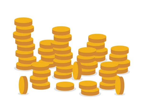 Montón Monedas Oro Aisladas Sobre Fondo Blanco — Vector de stock
