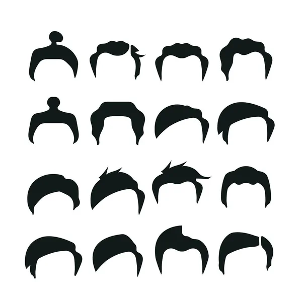 Collezione Icone Hair Styling Donna Uomo Illustrazione Vettoriale — Vettoriale Stock