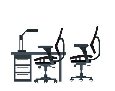 Masa lı ofis iç, vektör çizimi 