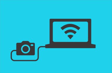 Kablosuz bağlantının düz simgesi, renkli vektör çizimi