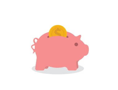 Kumbara renkli vektör illüstrasyon, para tasarrufu kavramı 