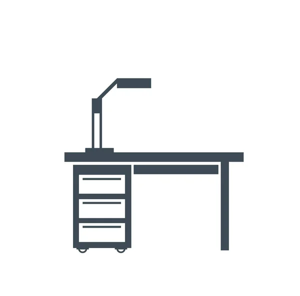 Büroeinrichtung Mit Schreibtisch Vektorillustration — Stockvektor