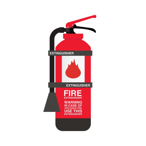 Extintor Segurança Contra Incêndio Com Texto Advertência Ilustração Vetorial Colorida — Vetor de Stock