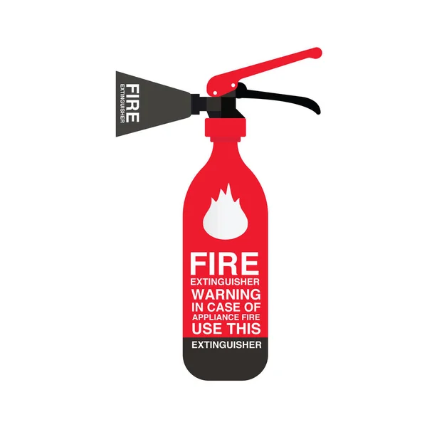 Extintor Segurança Contra Incêndio Com Texto Advertência Ilustração Vetorial Colorida — Vetor de Stock