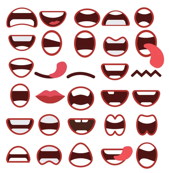 Set People Icons Avatars Flat Style Mouths Vector — Stock Vector