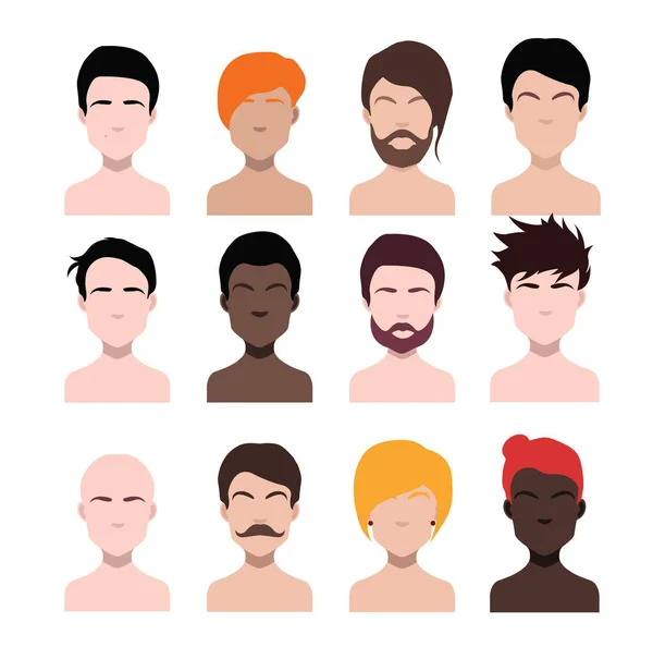 Μεγάλο Σύνολο Μαύρων Εικονιδίων Μαλλιών Για Γυναίκες Και Άνδρες Απεικόνιση — Διανυσματικό Αρχείο