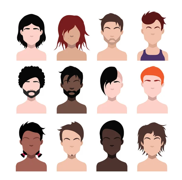Duży Zestaw Czarnych Ikon Stylizacji Włosów Dla Kobiet Mężczyzn Ilustracja — Wektor stockowy