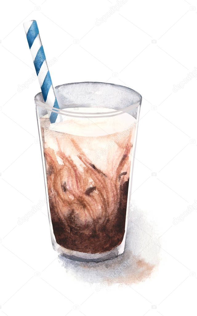 Hand Painted Watercolor Coffee Illustration Drinks For Cafe Or Coffeehouse Menu Vector Illustration Of Gentle Latte Sweet Macchiato Espresso Coffee With Milk And Whipping Cream Premium Vector In Adobe Illustrator Ai