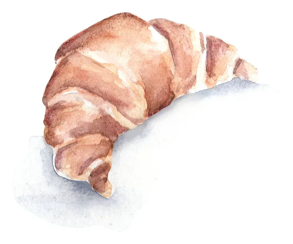 Ručně Malované Akvarel Croissant Ilustrace Akvarel Ilustrace Sladkého Jídla Francouzský — Stockový vektor