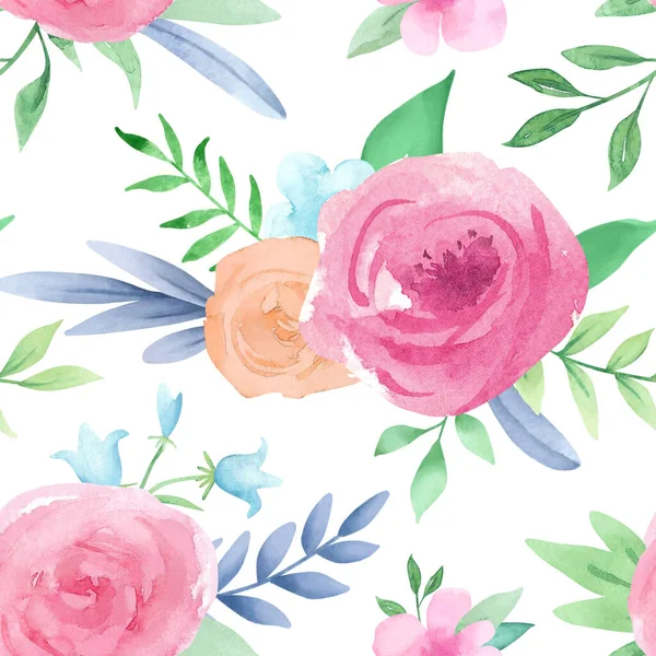 Hand drawn watercolor floral pattern. Watercolor flowers — Stock Photo, Image