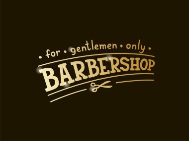 Pankart, broşür, poster, giysi, logo ve reklam tasarımı için berber dükkanındaki harflerin vektör çizimi. Şablon, tabela, ilan tahtası, yazdırma, berberlerin fiyat listesi için el yazısı metin
