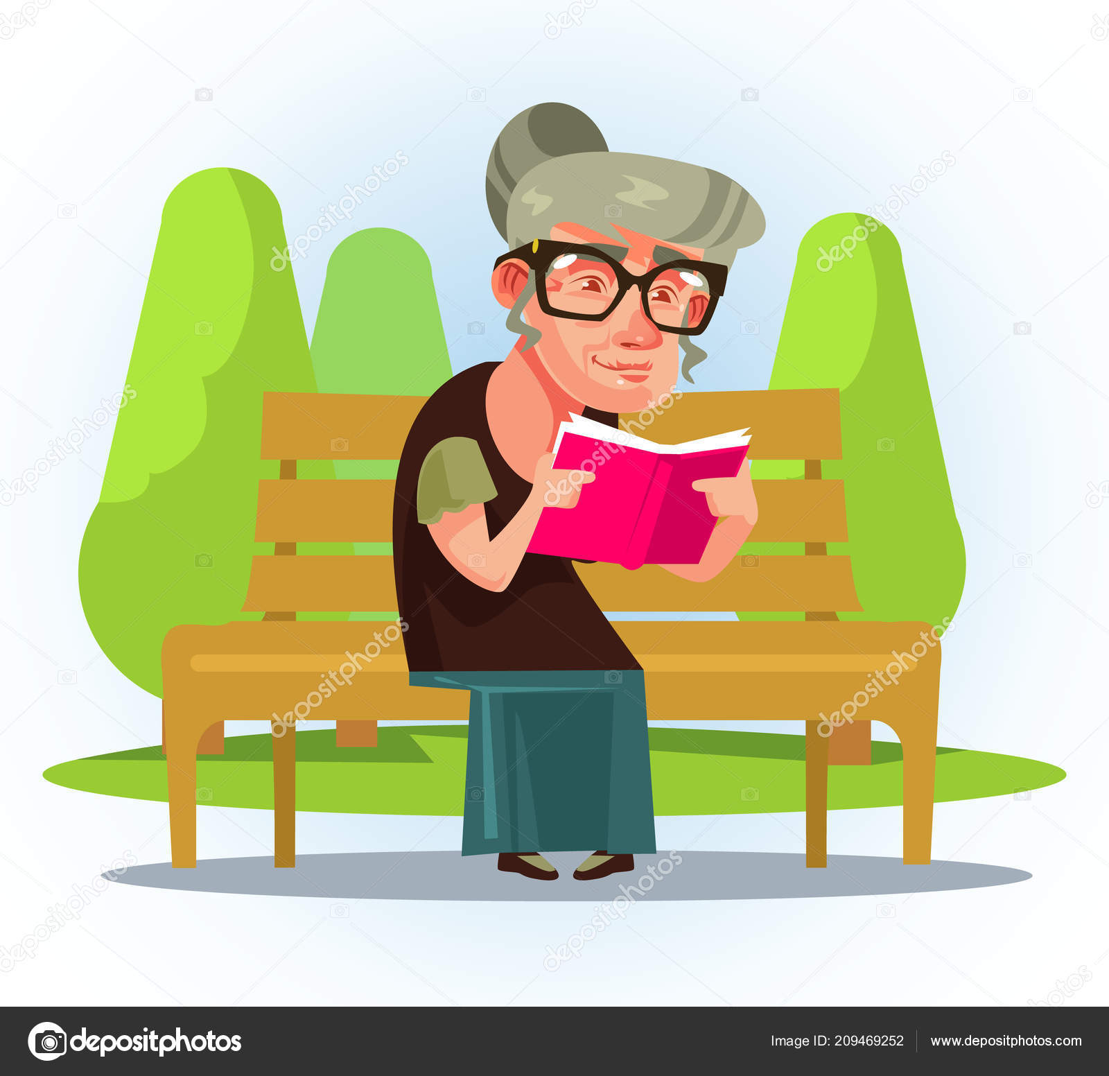 Felice Sorridente Vecchio Personaggio Nonna Nonna Della Donna Che Siede â Vettoriale Stock