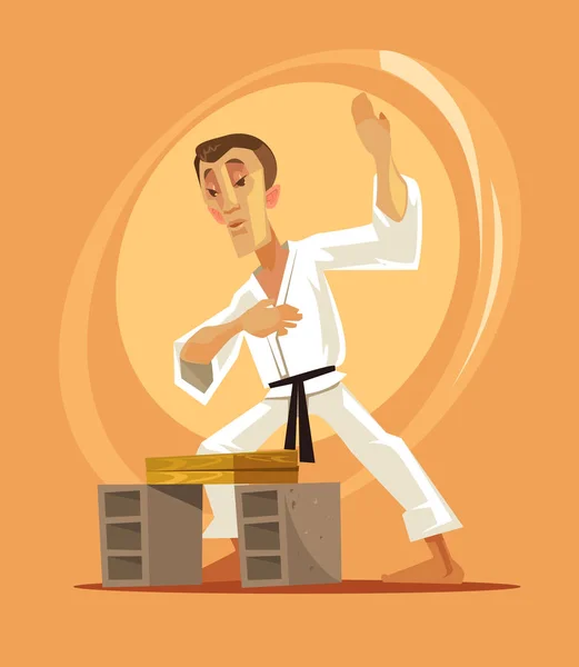Karate Harcos Férfi Karakter Vektor Lapos Rajzfilm Illusztráció — Stock Vector