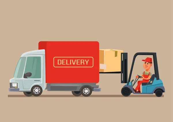 Delivery Service Van Car Vector Cartoon Illustration — Stock Vector