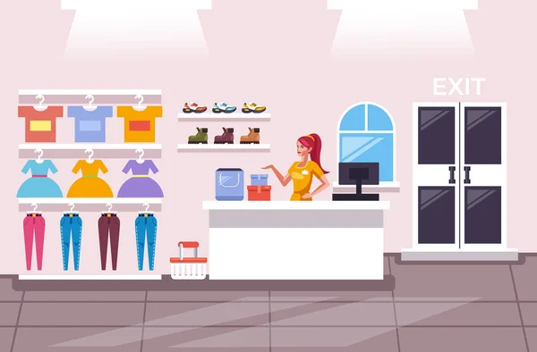 Boutique Boutique Vêtements Showroom Pour Femme Dame Fille Commerce Détail — Image vectorielle