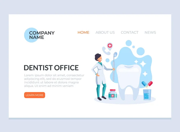 Οδοντίατρος Γυναίκα Εργαζόμενος Χαρακτήρα Έλεγχος Ασθενών Δόντι Στοματική Υγιεινή Στοματολογίας — Διανυσματικό Αρχείο