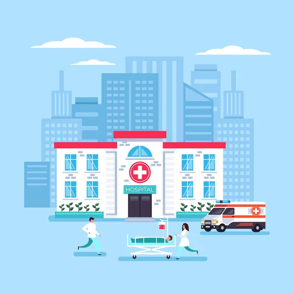 Γιατροί Hospitalize Ασθένεια Υπομονετικός Άνθρωπος Χαρακτήρα Ατύχημα Ιατρική Βοήθεια Βοήθεια — Διανυσματικό Αρχείο