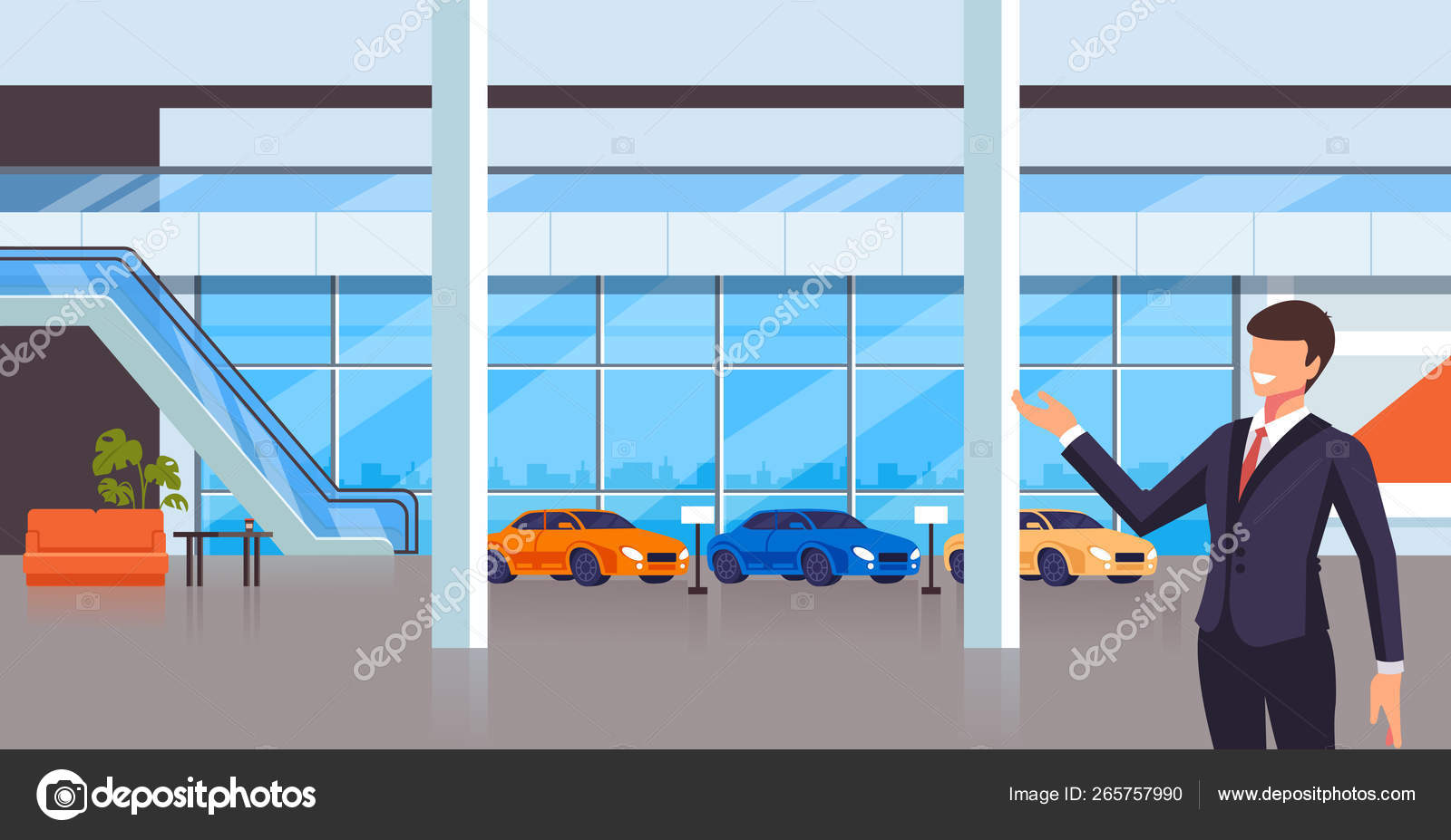 Sale Seller Man Character Present New Cars Transport Shop Store Stock  Vector Image by ©prettyvectors #265757990