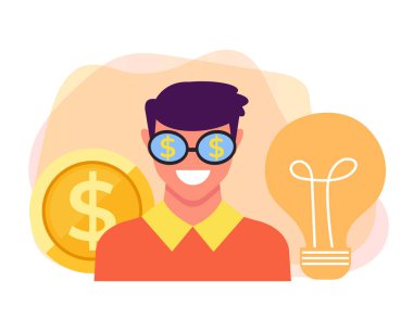 Zengin adam karakter kavramı. Vektör düz karikatür grafik tasarım illüstrasyon