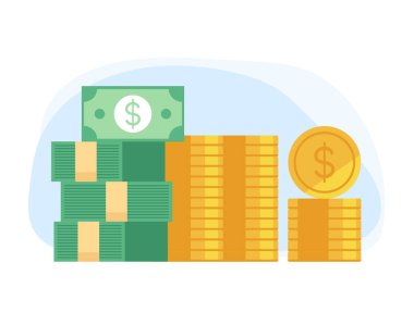 Yığın para kavramı. Vektör düz karikatür grafik tasarım illüstrasyon