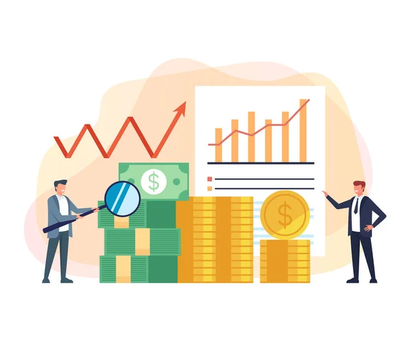 Investoři Obchodníci Kancelářskou Prací Týmu Úspěšná Obchodní Koncepce Investic Grafický — Stockový vektor