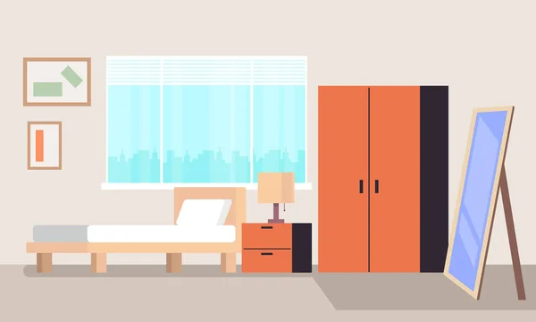 Dormitorio Concepto Interior Vector Plano Dibujos Animados Diseño Gráfico Ilustración — Vector de stock